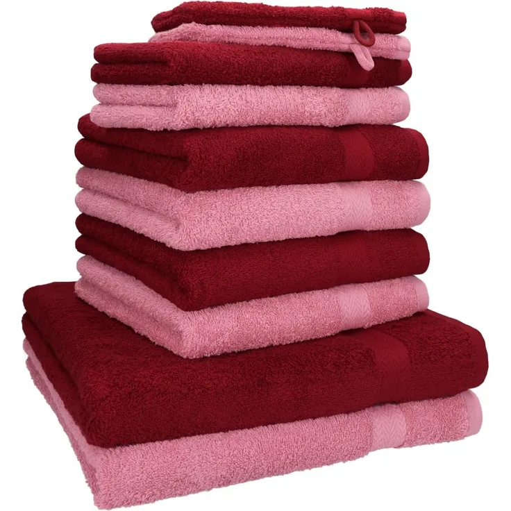 Betz Handtuch Set 10-TLG. Handtuch-Set Premium, 100% Baumwolle, (Set, 10-tlg), Farbe Altrosa & Dunkelrot