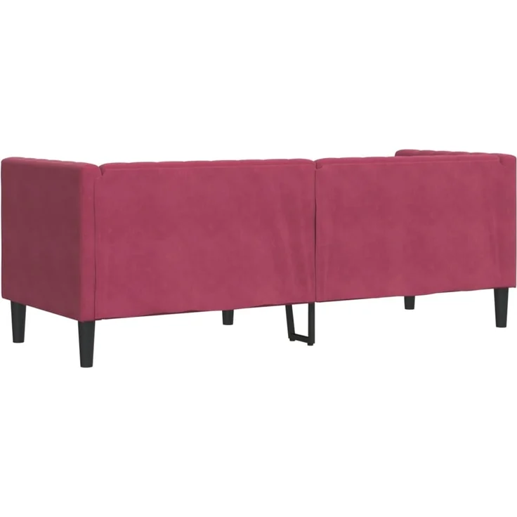 vidaXL Chesterfield-Sofa mit Nackenrollen 3-Sitzer Weinrot Samt 372697 – Bild 5