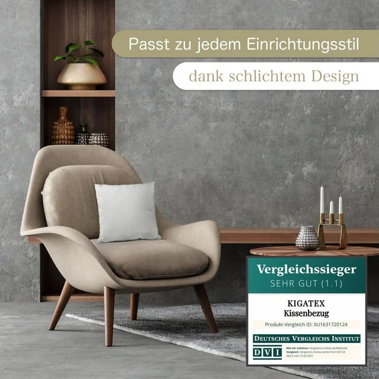 KiGATEX Kissenhülle KiGATEX Kissenbezug 40x40 cm, mit Reißverschluss aus toller Baumwolle, stilvoll, gefertigt in der EU – Bild 2
