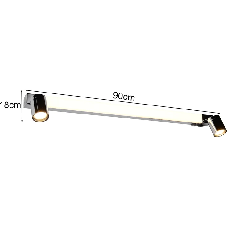 LED Bad Spiegelleuchte mit 2 Strahlern & Schalter, Chrom Breite 90cm – Bild 4