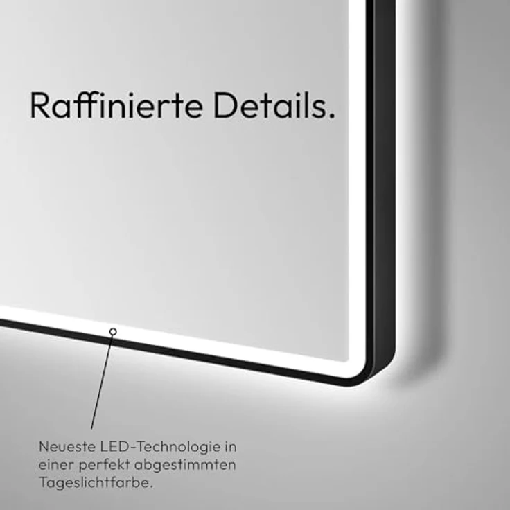 Talos Black Moon LED Badspiegel 120x70 cm, feuchtwassergeeignet mit austauschbarer Beleuchtung, Aluminiumrahmen, Licht-Farbe Neutralweiß – Bild 5
