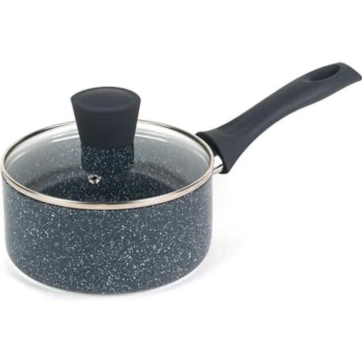 Russell Hobbs RH00844EU antihaftbeschichteter Topf - 16cm/1. 2L Stielkasserolle mit Hartglasdeckel, induktion Stieltopf, Gemüse/Suppetopf mit Bakelit-griff und Hitzebeständiges Äußeres, Nightfall Stone – Bild 2