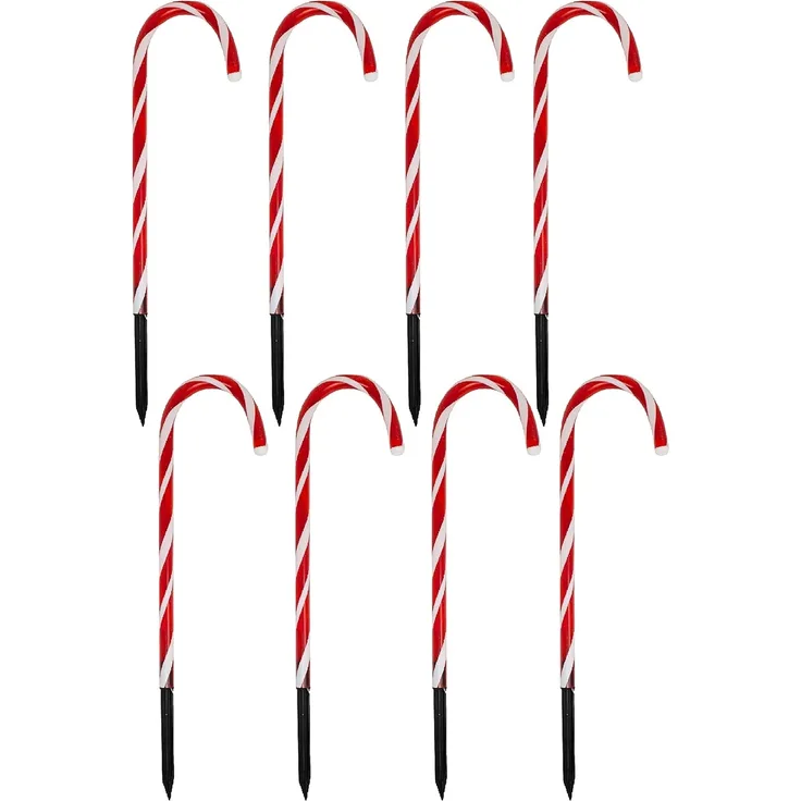 ToCi LED-Lichterkette Gartenstecker LED Zuckerstangen Weihnachts Deko Timer Batterie Außen