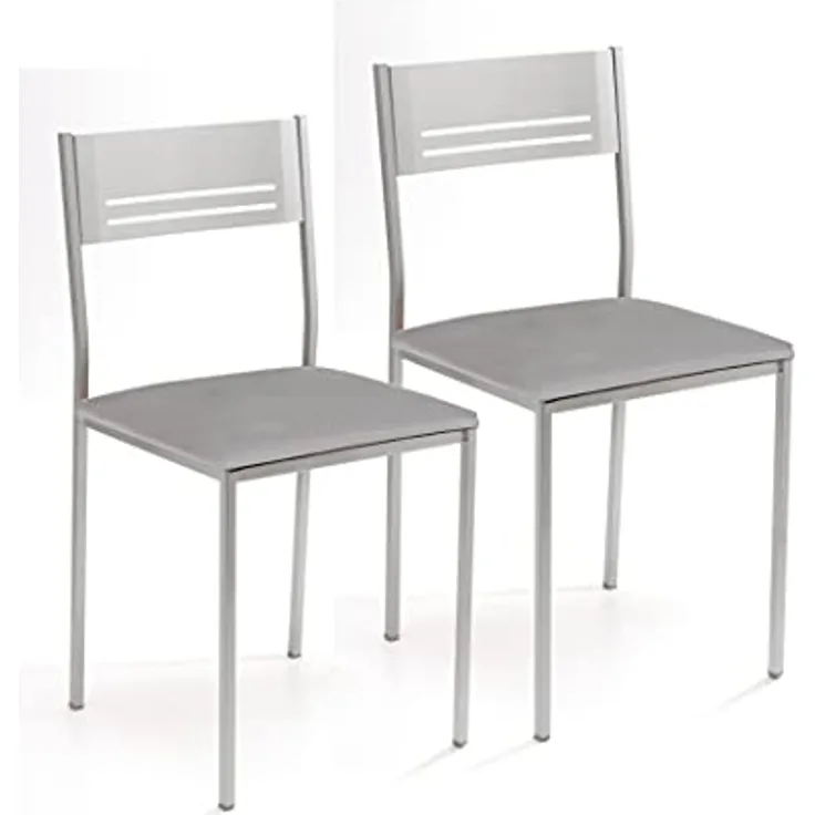 ASTIMESA Zwei Küchenstühle aus Metall, quadratisch, Kunstleder, Grau