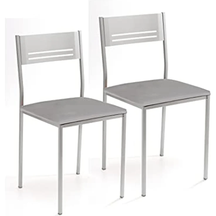 ASTIMESA Zwei Küchenstühle aus Metall, quadratisch, Kunstleder, Grau – Bild 1