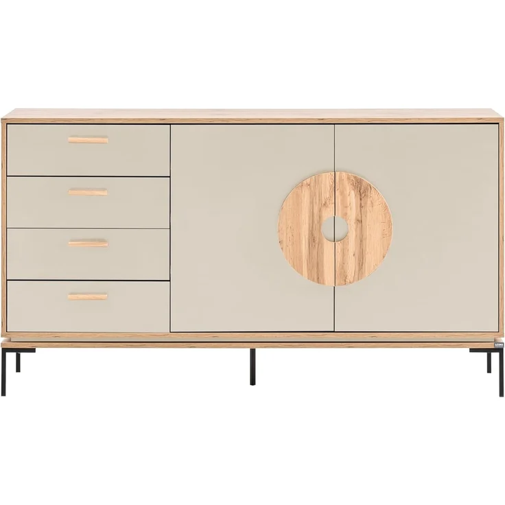 Schildmeyer Looks by Wolfgang Joop Sideboard mit Griffapplikation, Eiche Landhaus mit cremebeige, Holzwerkstoff, 154.6 x 45 x 85.7 cm, 701820 – Bild 3