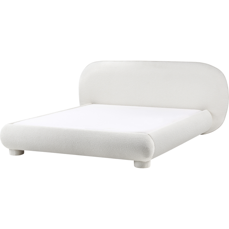 Bett mit Lattenrost Bouclé BAYEL 160x200 cm Cremeweiß – Bild 4