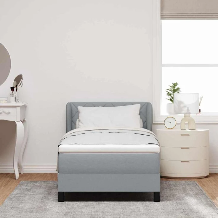 vidaXL Boxspringbett mit Kopfteil Hellgrau 90 x 190 cm Stoff 3340059 – Bild 3