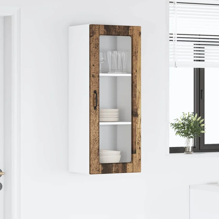 vidaXL Wandglas-Schrank PORTO Altholz 40 x 31 x 100 cm Holzwerkstoff 885453 – Bild 4