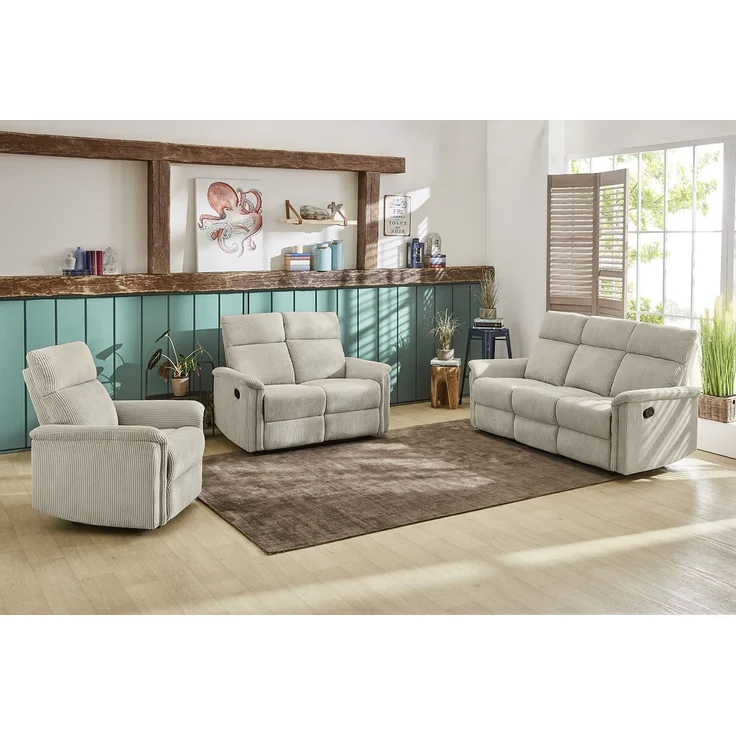 Relax-Fernsehsessel Federkern TV Liegefunktion verstellbar Bezug in Cord Beige – Bild 4