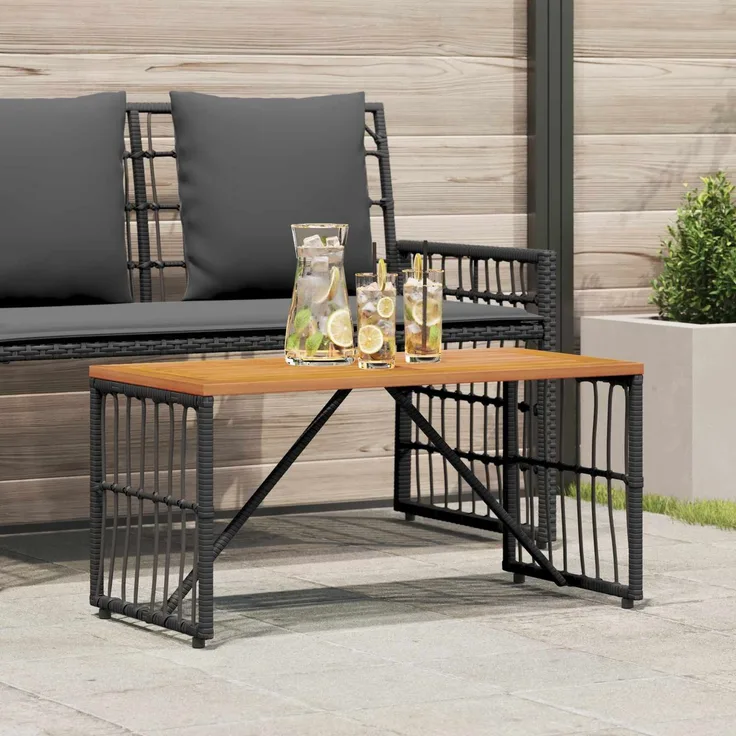 vidaXL Tisch für Outdoor Schwarz 80 x 40 x 40 cm Stahl und Poly Rattan 42025145