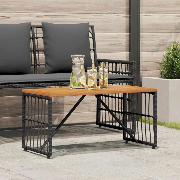 vidaXL Tisch für Outdoor Schwarz 80 x 40 x 40 cm Stahl und Poly Rattan 42025145 – Bild 1