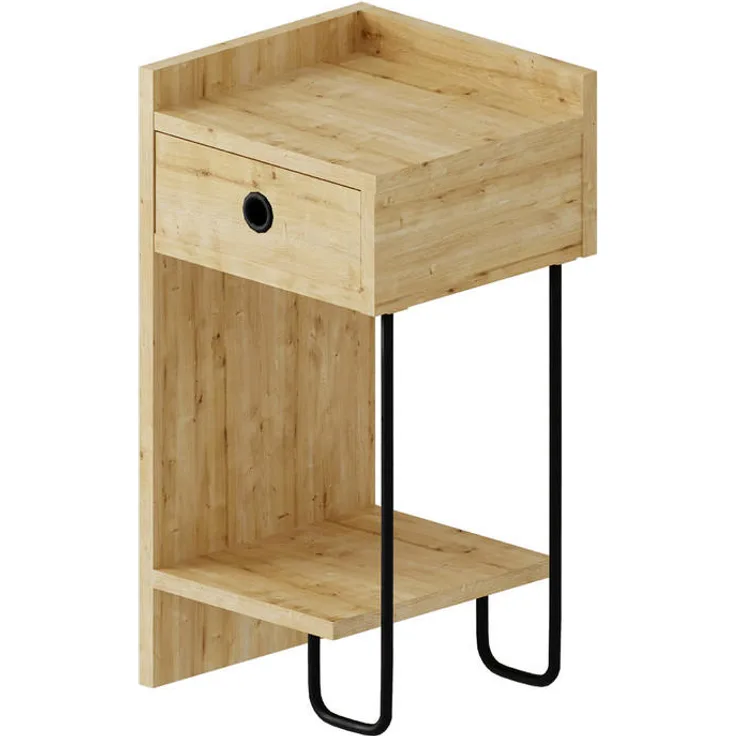 Livetastic Kindernachtschrank, Eiche, Holzwerkstoff, 1 Schublade, 32x61x30 cm, für das Schlafzimmer