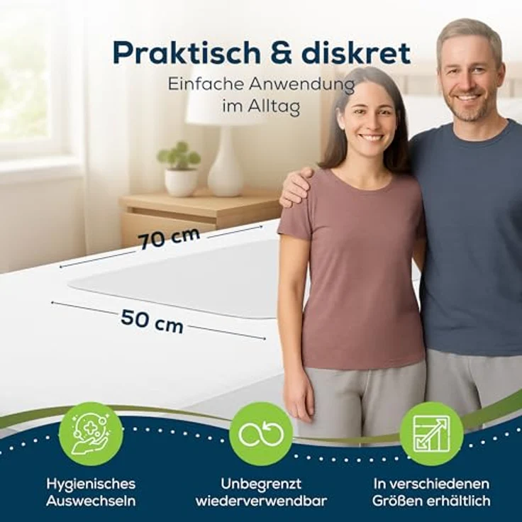 Sensalou Matratzen Auflage 50x70 cm wasserdicht - 2 Stück Inkontinenz Matratzenschutz Unterlage waschbar – Bild 2