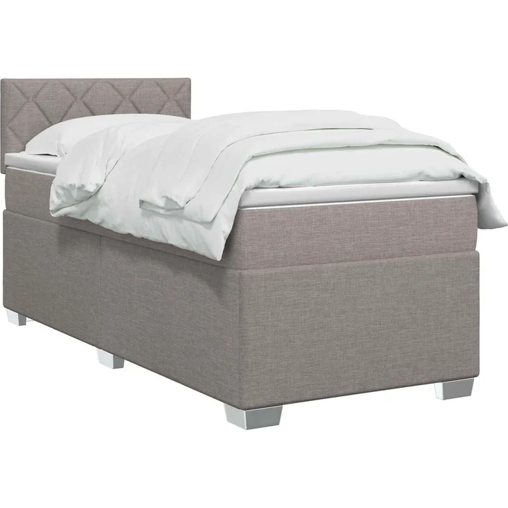 vidaXL Boxspringbett mit Matratze Taupe 100 x 200 cm Stoff 3450422 – Bild 3