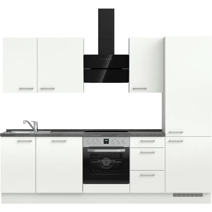 nobilia® Küchenzeile "Laser II", NEU: individuell anpassbar mit gratis Profi-Beratung, vormontiert, 270 cm breit, optional mit verschiedenen E‑Geräte-Sets