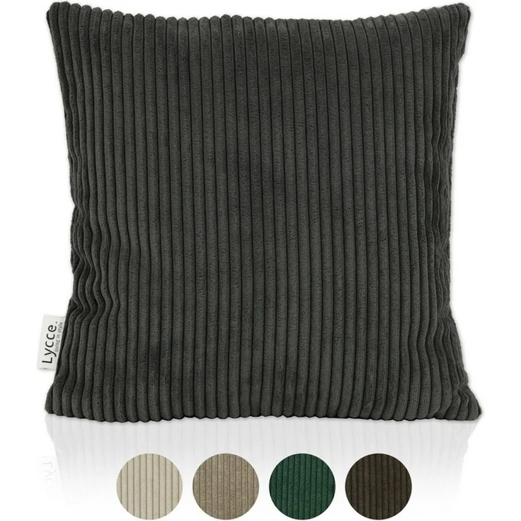 Lycce Dekokissen Kissenbezug aus trendigem Cordstoff (40x40cm), dunkelgrau