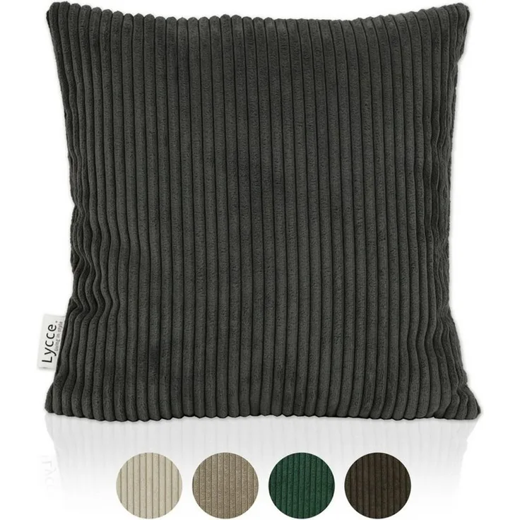 Lycce Dekokissen Kissenbezug aus trendigem Cordstoff (40x40cm), dunkelgrau
