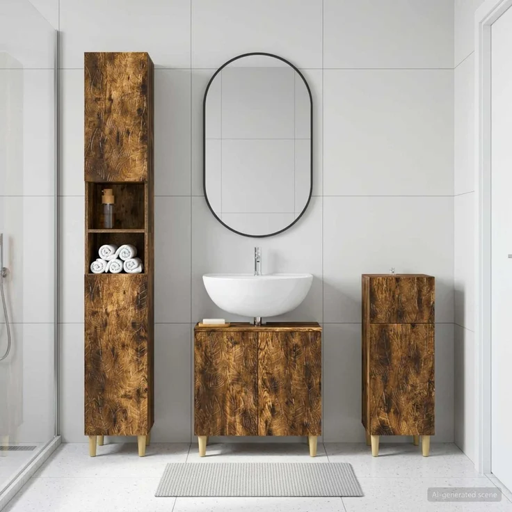 vidaXL 3-teiliges Badezimmer-Schranksystem DELFT Räuchereiche 3417869 – Bild 1