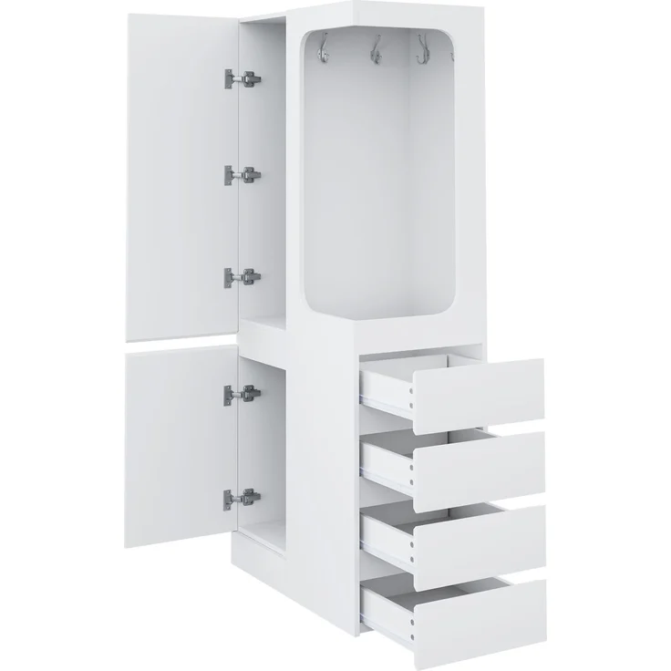 CHICFURN Kleiderschrank, Weiß, 70x170x40 cm, mit 4 Schubladen und offenem Kleiderbereich – Bild 9