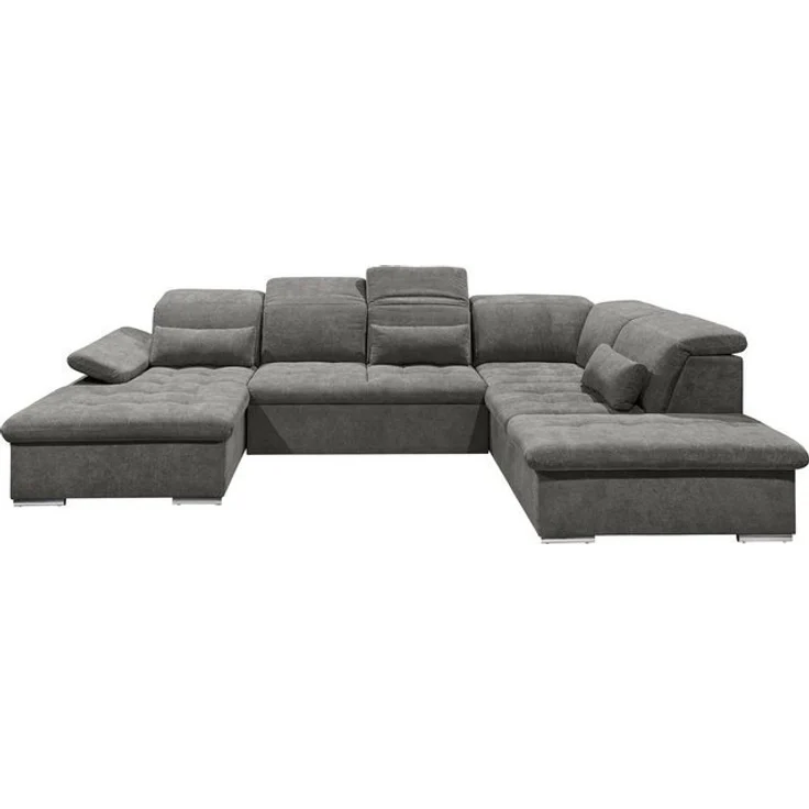 ED EXCITING DESIGN Wohnlandschaft Wayne U-Form, mit Bettfunktion, Bettkasten, Nierenkissen, frei im Raum stellbar etc. – Bild 4