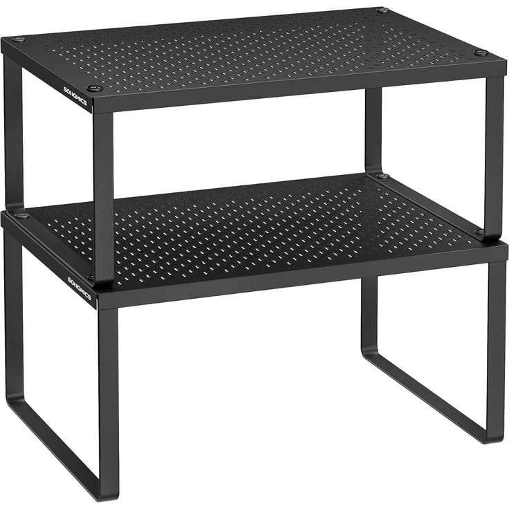 Songmics Gewürzregal, 4er Set, Küchenregal, Küchen-Organizer, Küche, Gewürzhalter, erweiterbar, stapelbar, kleines Regal, Metall, tintenschwarz KCS006B01 – Bild 1