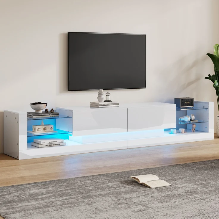 Lowboard mit LED-Beleuchtung , TV-Board, Fernsehtisch, TV-Ständer 1 St. zwei klapptür , für Fernseher bis 80 Zoll – Bild 5