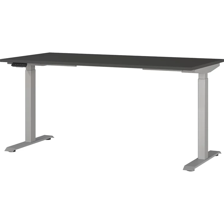 Germania Schreibtisch 7908-640, in Graphit/Silber, EL. höhenverstellb, 160 x 120 x 80 cm (BxHxT) – Bild 1