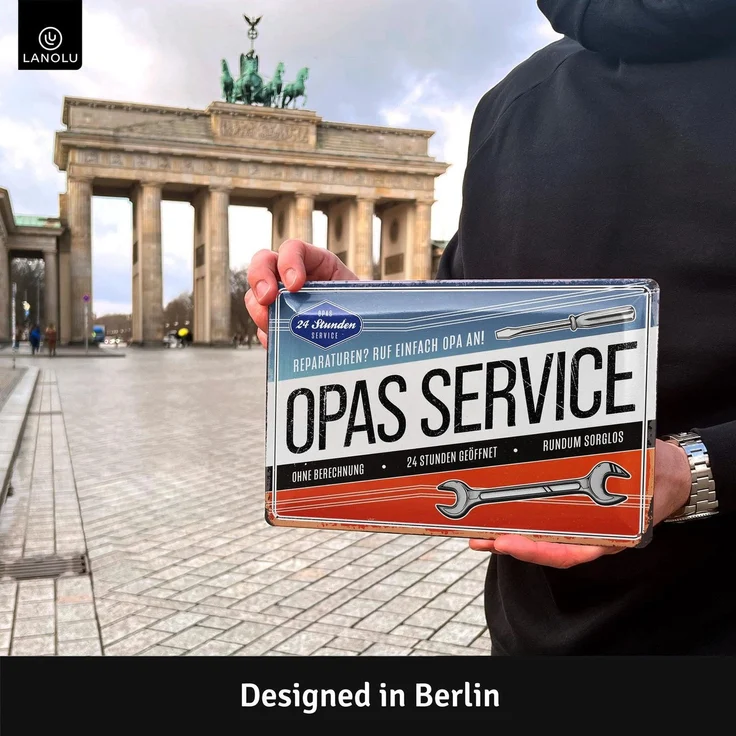 LANOLU Blechschild Service von Opa - 20x30cm – Metall – Mehrfarbig – 20156 – Bild 2