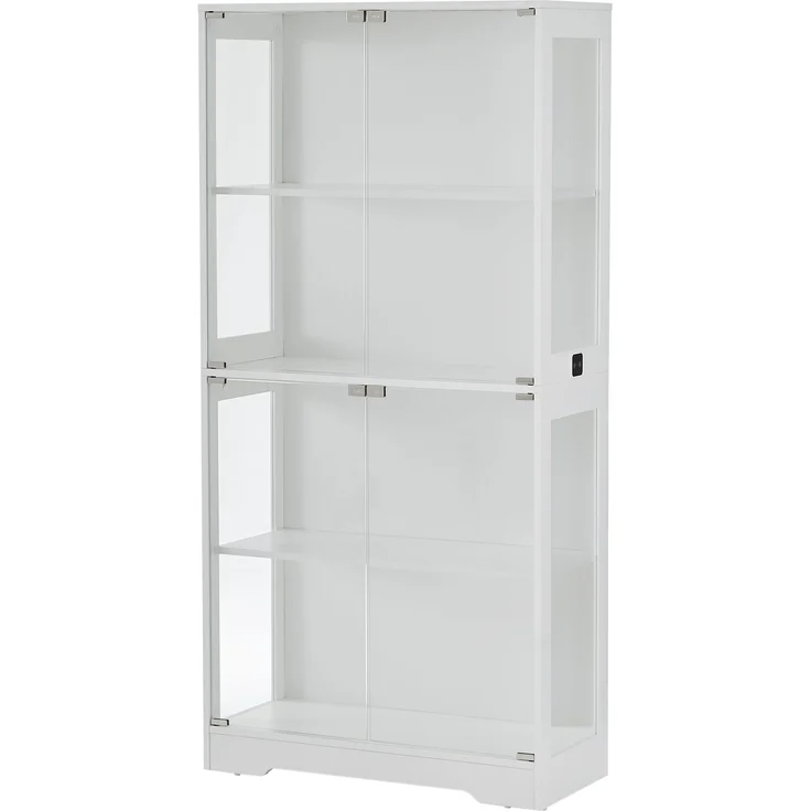 Glasvitrine 80x35x165 cm in Weiß mit LED-Licht und Bewegungssensor – Bild 6