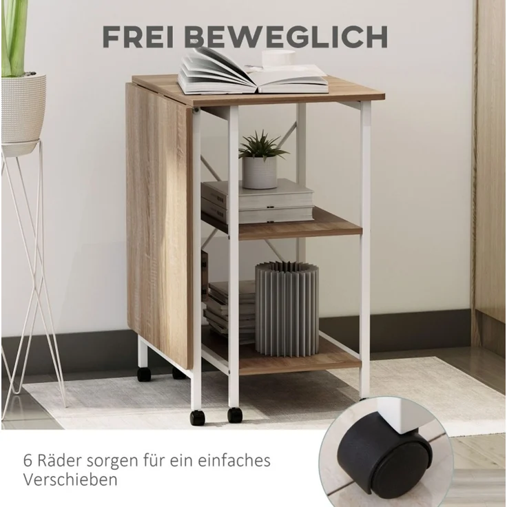 Klapptisch mit MDF-Platte und Rollen, 107x55x76 cm, Weiß – Bild 5