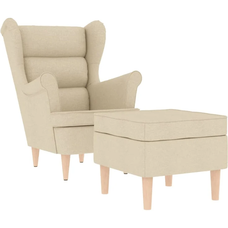 vidaXL Sessel mit Fußhocker Creme Stoff 3307996 – Bild 2
