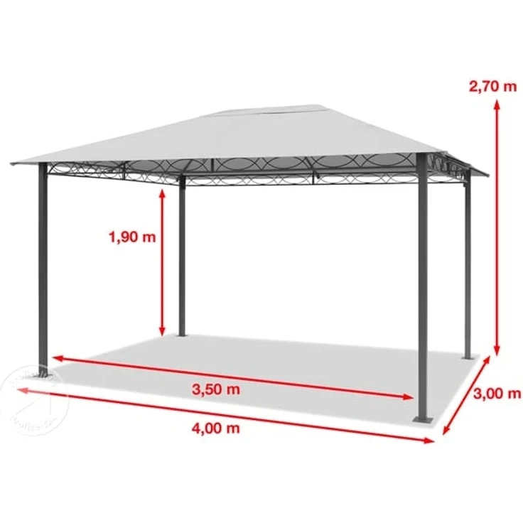 Gartenpavillon 3x4 m wasserdicht PREMIUM Pavillon mit 4 Seitenteilen Gartenzelt ca. 220g/m² Dachplane in taupe – Bild 10