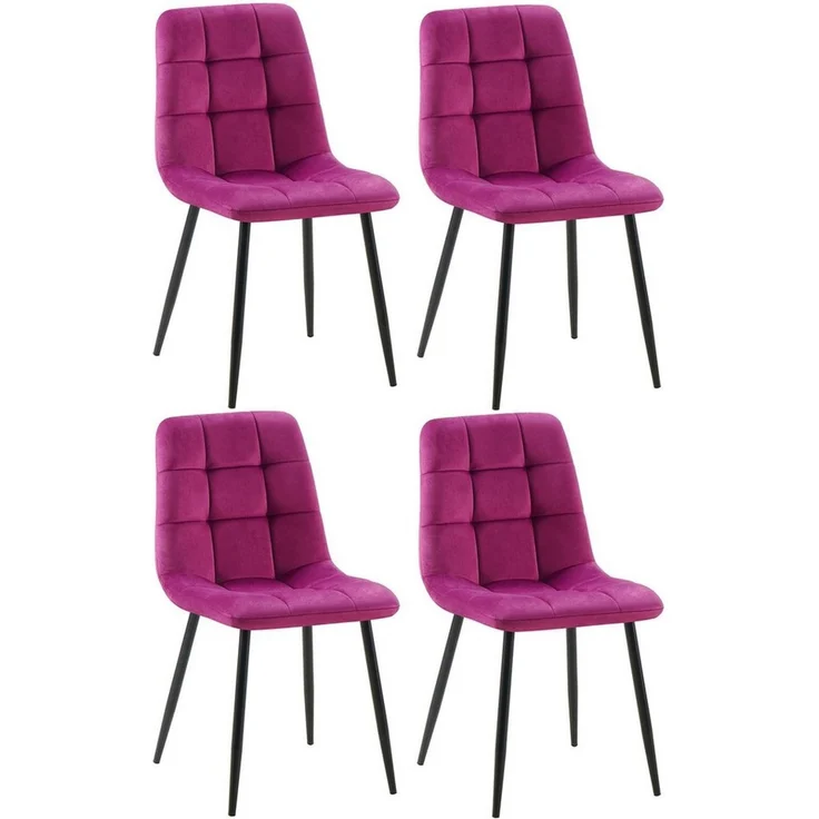 CLP 4er Set Esszimmerstühle Antibes Samtbezüge gepolstert Rückenlehnen bis 150 kg,lila – Bild 5