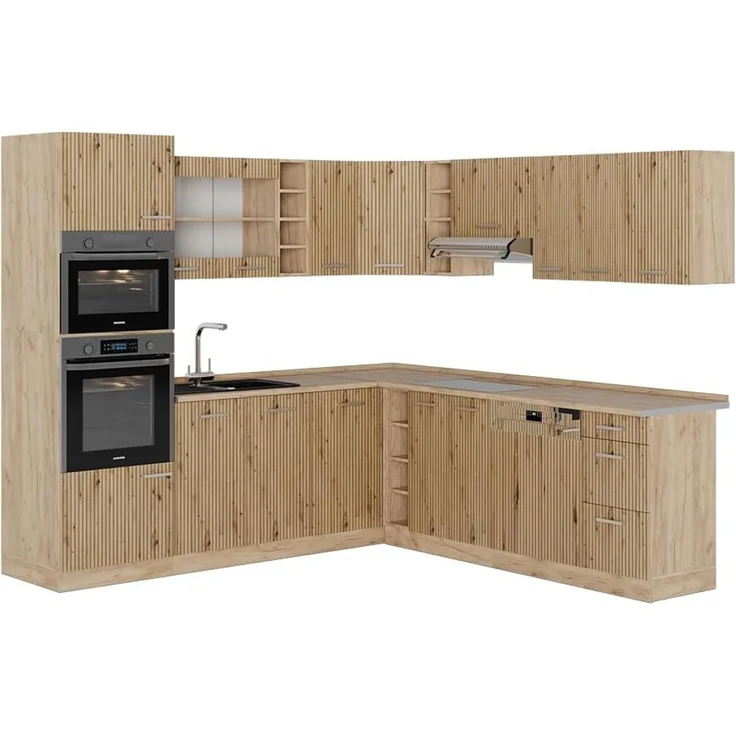 Eckküche R-Line Artisan-Eiche/Goldkraft Eiche 247 x 237 cm, AP Eiche Vicco – Bild 1