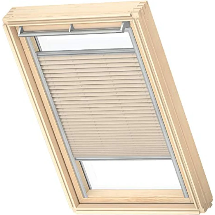 Velux Dachfensterplissee FHL F06 1283S, manuelles Plissee in Champagner mit Aluminium-Schiene, individuell regulierbarer Licht- und Sichtschutz – Bild 1