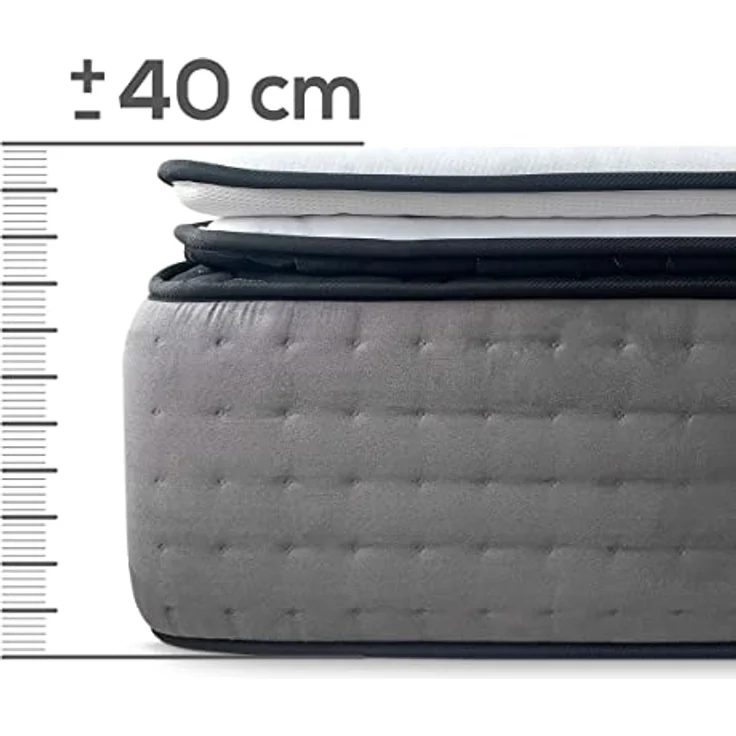 DUÉRMETE ONLINE Schlafen Sie Gran Komfort Viskoelastische Matratze Grand Luxe, profilierter Visco Topper Graphen, grau, 150x200 – Bild 7