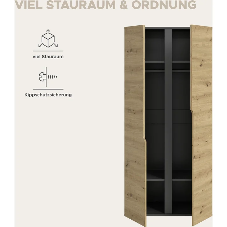 Anga Kleiderschrank 2-türig in Artisan Eiche Nachbildung – Bild 9