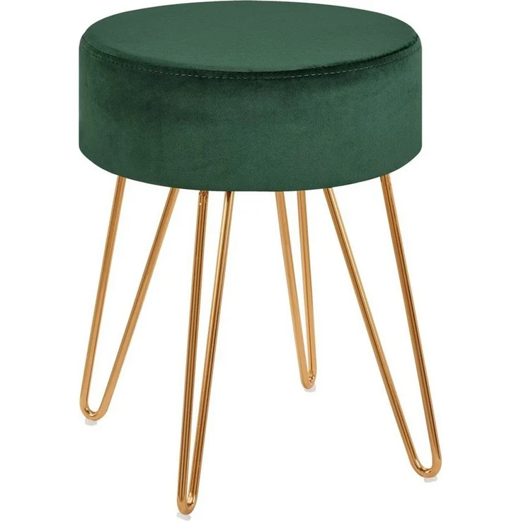 Duhome Hocker, Sitzhocker Rund Hocker Samt oder Stoff Lederoptik Schemel Metallbeine – Bild 1