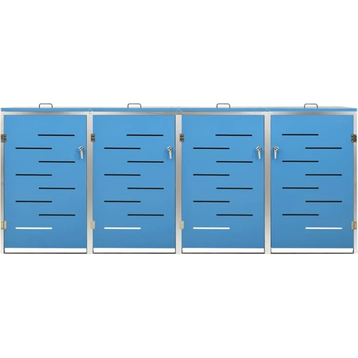 vidaXL Mülltonnenbox für 4 Tonnen 276,5x77,5x112,5 cm Edelstahl 149569 – Bild 3