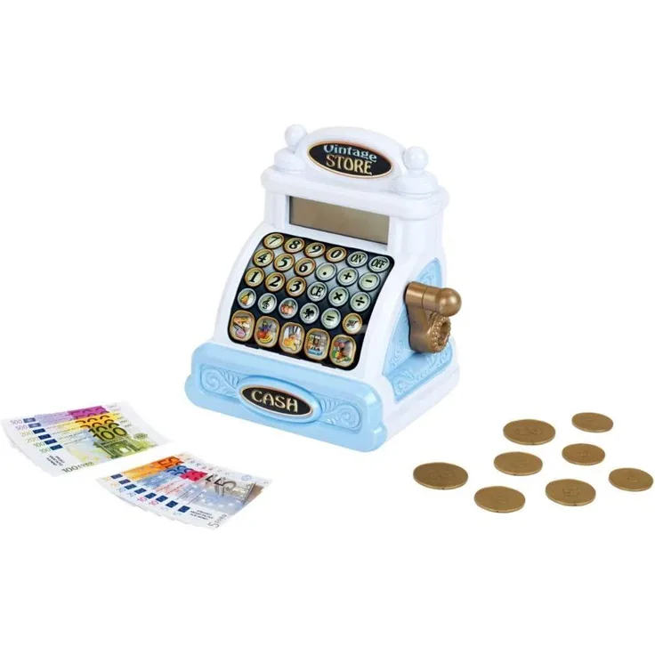 Theo Klein 9309 Elektronische Vintagekasse mit Spielgeld
