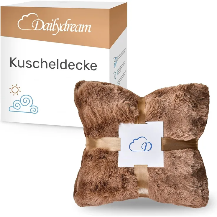 Dailydream Kunstfell Kuscheldecke - Wohndecke Warm Weich Luxus Tagesdecke, 150x200cm, Camel