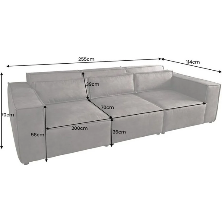 riess-ambiente 3-Sitzer BOSSA NOVA 260cm antik dunkelgrau, Einzelartikel 1 Teile, Wohnzimmer · Microfaser · inkl. Kissen · Modern Design – Bild 4