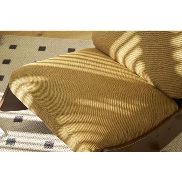 FurnitureR Relaxsessel mit Beistelltisch und Aufbewahrungskorb, Schaukelstuhl Einzelsessel aus Cordstoff mit Rundem Couchtisch 45 cm, Modernes Wohnzimmer Möbel Set, Gelb – Bild 5