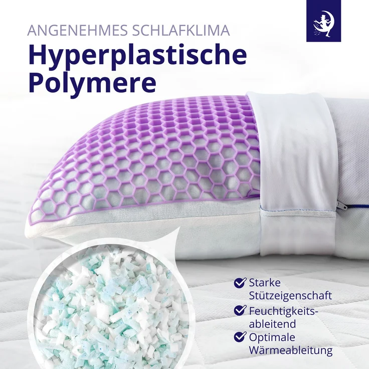 Mister Sandman Kopfkissen 4er Set Memory-Flakes 40×80 cm – Polyester Bezug, ergonomisch & atmungsaktiv, allergikergeeignet – Bild 4