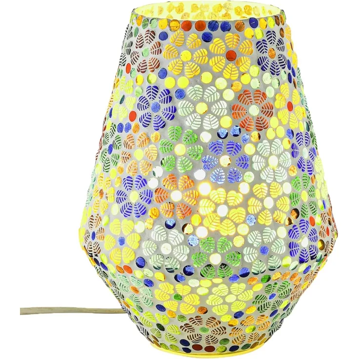 Marrakesch Orient & Mediterran Interior Nachttischlampe Boho Deko tischlampe Nachtischlampe aus Glas Mosaik Fikus -3-, Handarbeit