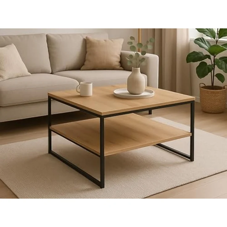 moebel-dich-auf Couchtisch KUBUS (in Evoke Eiche Dekor, quadratisch, Metallgestell), (BxHxT) 75x40x75 cm – Bild 2