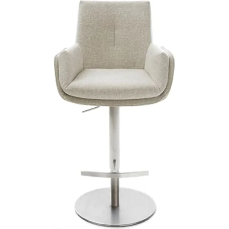 Barstuhl Clea-Flex Webstoff Soft Beige Drehfuß höhenverstellbar Edelstahl Silberfarben – Bild 3