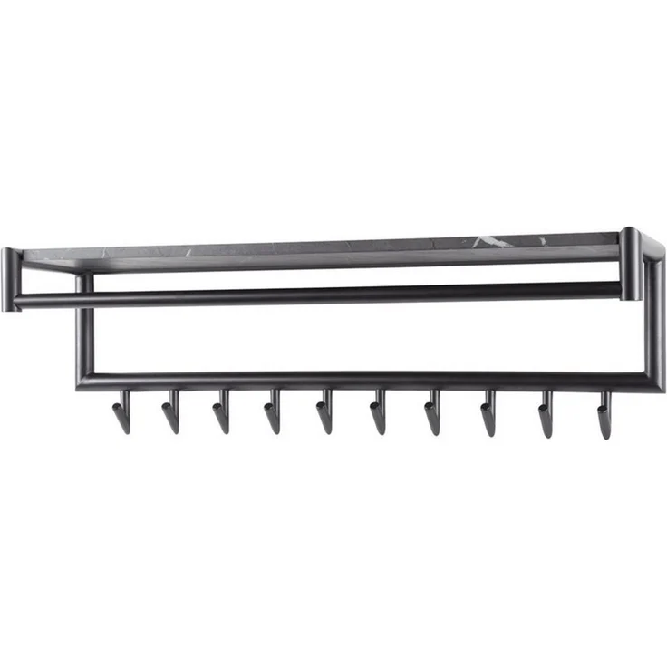 Garderobe Melamik aus Metall und Melamin, modern mit Keramik-Optik, Grau, mit Hutablage und 10 Haken – Bild 5