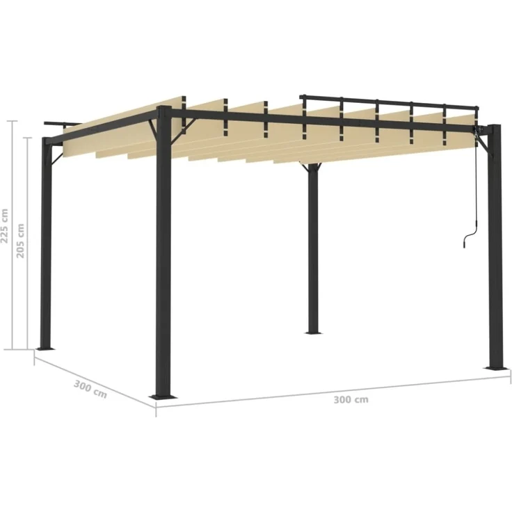 vidaXL Pergola mit Lamellendach 3x3 m Creme Stoff und Aluminium 313924 – Bild 4